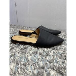 Lucky Brand Shoes Womens 9.5 Slip On Almond Toe Mules Hooded Open Back Leather